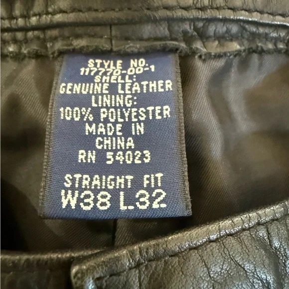 Vintage Gap Biker Straight Fit Genuine Leather Riding Pants Mens Size 38x32